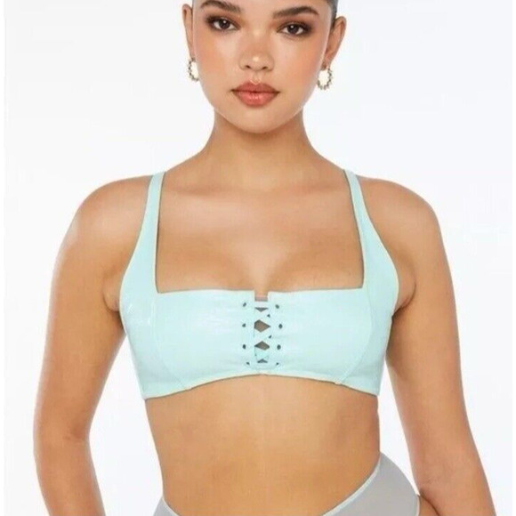 Savage X Fenty Queen of the Galaxy Bralette Size XL Laced Front Croc Print Date - Picture 1 of 11